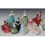 Ten Royal Doulton figures, comprising 'Belle', HN2340, 'Fair Lady', HN2193, 'Penny', HN2338, '