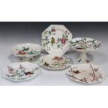 An Aesthetic Mintons pottery Essex Birds pattern part dessert service, late 19th century, comprising