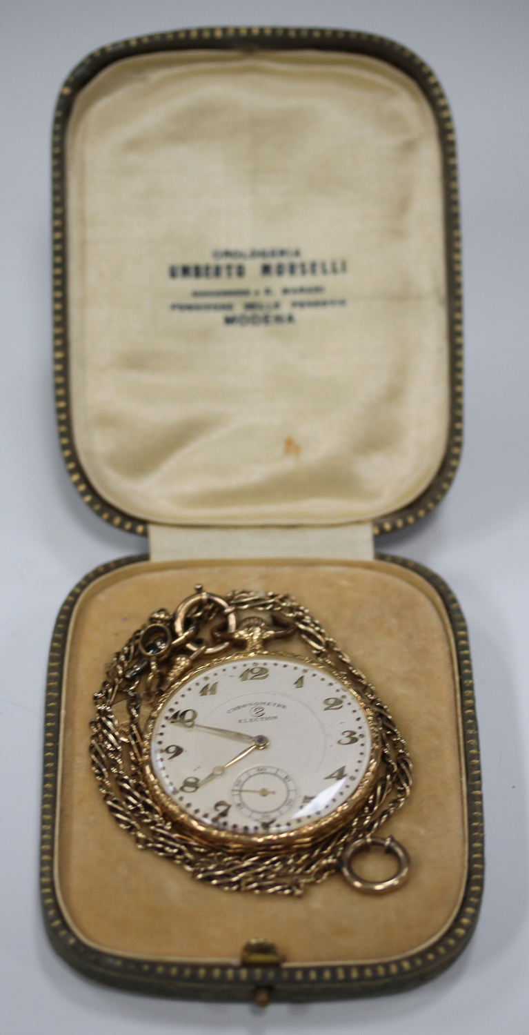 An Election gold cased and enamelled keyless wind open-faced dress watch with a signed jewelled - Image 3 of 6