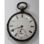 A Victorian silver cased keywind open-faced gentleman's pocket watch, the gilt fusee movement with a