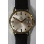 An Omega Automatic gilt metal fronted and steel backed gentleman's wristwatch, circa 1969, the