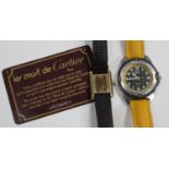 A Must de Cartier silver gilt rectangular cased lady's wristwatch, the signed three colour