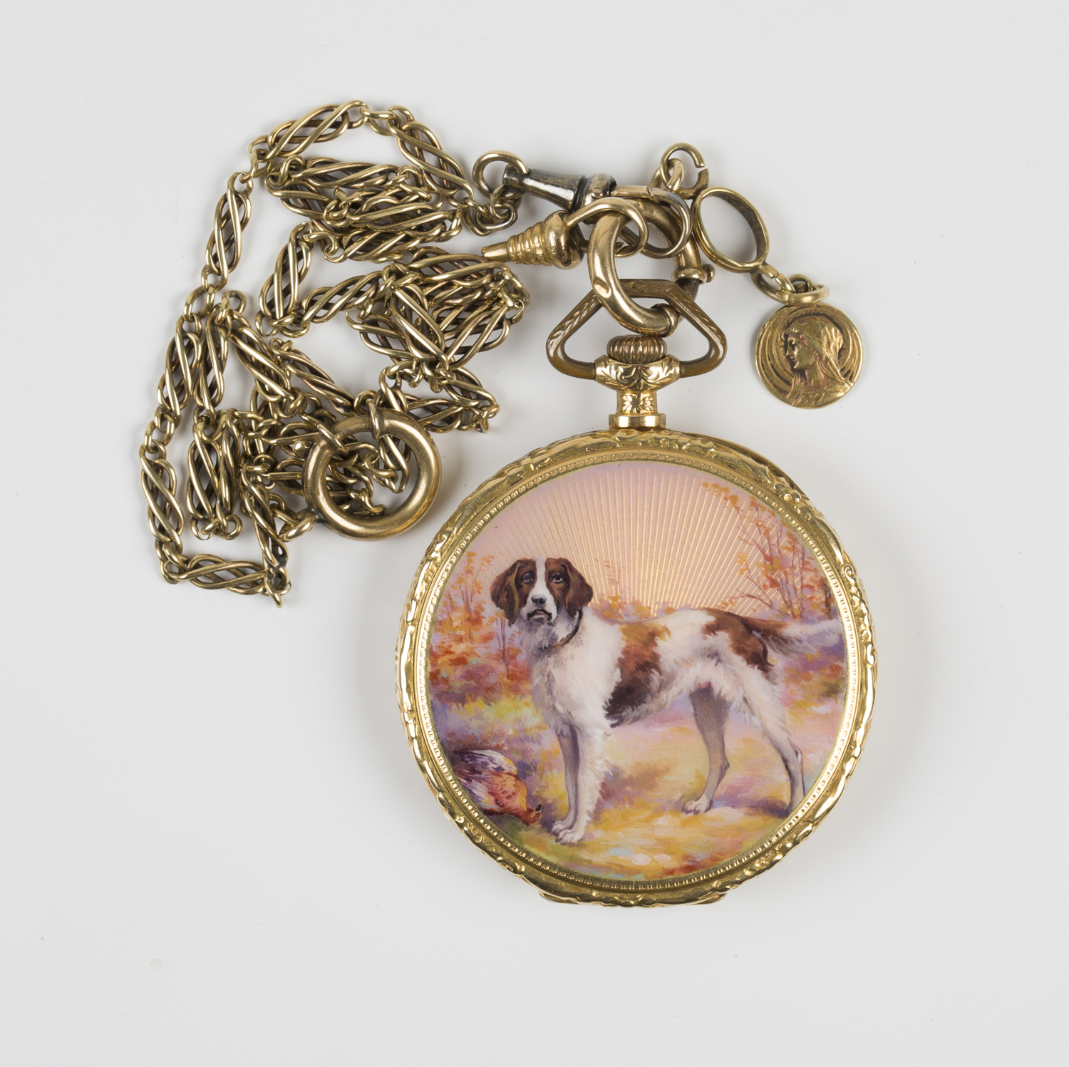 An Election gold cased and enamelled keyless wind open-faced dress watch with a signed jewelled - Image 6 of 6
