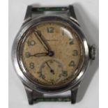 A Longines military style steel cased gentleman's wristwatch, circa 1945, the signed movement