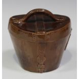 A Doulton Lambeth stoneware novelty hat box and cover, late 19th century, realistically modelled and