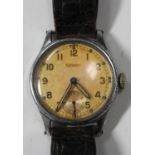 A Grana MoD issue steel cased gentleman's wristwatch, reissued for RAF ground crew, with jewelled