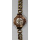 A Rotary 9ct gold flowerhead shape cased lady's wristwatch with an unsigned jewelled movement,