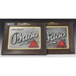 A pair of early 20th century 'Draught Bass' advertising mirrors, detailed 'London Sand Blast E.3',