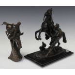 After Guillaume Coustou - a late 19th century black/brown patinated cast bronze model of a Marly