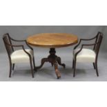 A late Victorian mahogany circular tip-top supper table, height 70cm, diameter 100cm, together