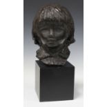 After Pierre-Auguste Renoir - 'Coco', a mid-20th century bronzed composition bust of a young girl,