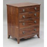 A George III mahogany chest of four graduated drawers, on splayed bracket feet, height 92cm, width