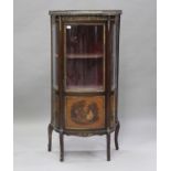 An early 20th century French vernis Martin painted and gilt metal mounted walnut vitrine, the marble