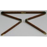 A late 19th century boxwood and brass mounted six-piece multiple-folding cask gauging dip rod