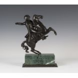 A late 19th/early 20th century black patinated cast bronze equestrian figure of Napoleon Bonaparte