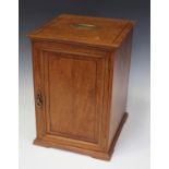 An Edwardian satinwood and line inlaid microscope case, the lid with recessed brass handle, the