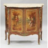 An early 20th century French vernis Martin painted and gilt metal mounted kingwood side cabinet, the