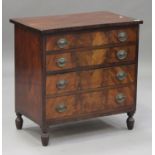 A Regency figured mahogany commode chest with ebony stringing, on turned feet, height 77cm, width