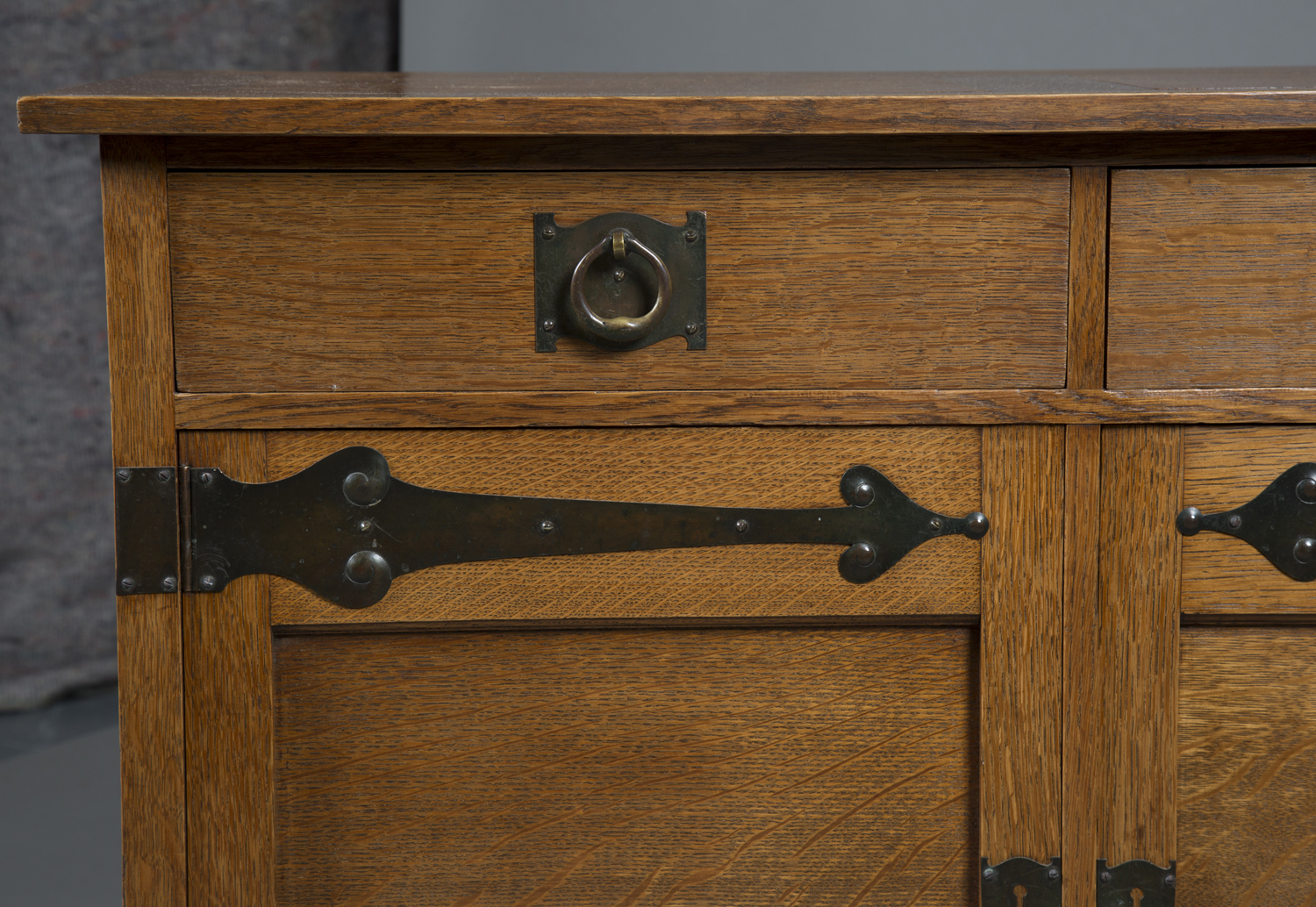 An early 20th century Arts and Crafts oak side cabinet, possibly by the Guild of Handicraft, - Image 2 of 4