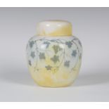 A Ruskin lustre pottery ginger jar and cover, dated 1918, painted with a trailing fruiting vine