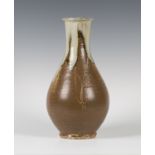 A Jim Malone Lessonhall Pottery stoneware Korean-form bottle vase, covered in a granite and ash