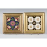 A Minton & Co. pottery tile, designed by A.W.N. Pugin, decorated with a central Tudor rose against a