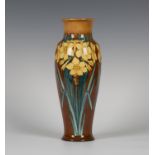A Doulton Lambeth Faience pottery vase, 1891-1914, the high shouldered body decorated by Katherine