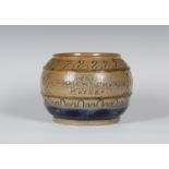 A Port Dundas Scottish stoneware commemorative jardinière, dated March 1880, the bulbous body