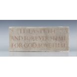 Eric Gill A.R.A. - a Hopton Wood stone rectangular devotional panel, carved in the Ditchling