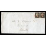 A 6th June 1840 cover from Carlisle to Penrith with two 1d blacks, 4 margins cancelled Red Maltese