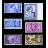 A collection of various albums of stamps, including two Great Britain 1840 1d black used (both badly