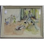 British School - Ballet Dancers in a Production, 20th century watercolour over pencil, 44cm x 56.