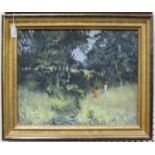 Yvonne Tocher - 'The Meadow', 20th century oil on board, signed and titled verso, 39cm x 49cm,