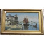 A. Rode - Venice from the Lagoon, early 20th century oil on canvas, signed, 44.5cm x 82.5cm,