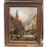 Continental School - 'Place de la Palud, Lausanne', 19th century oil on canvas, titled verso, 53.5cm