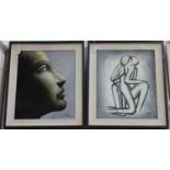 Smith - Figure Study, and Statue Study, a pair of late 20th/early 21st century oils on canvas,