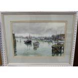 John Mortimer - 'Littlehampton Harbour', 20th century watercolour, signed recto, titled exhibition