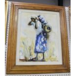 Frances Simpson - Female Water Carrier, Kenya, watercolour, signed, inscribed and dated 2000, 54cm x