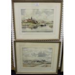 Emerson Harold Groom - 'Piddinghoe, Sussex' and 'Bosham, Sussex', two 20th century watercolours,