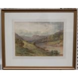 A. Coleman - Landscape with River and Distant Mountains, watercolour, signed and dated 1889, 24cm