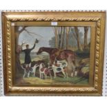 G.W. Williamson - Huntsman with Horse and Hounds, oil on canvas, signed and dated 1899, 38.5cm x