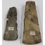A Scandinavian Neolithic chipped stone axe, bearing 'F.S. Clark Collection' label, detailed '