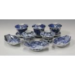 A collection of Japanese Arita blue and white porcelain, Meiji/Taisho period, including a set of