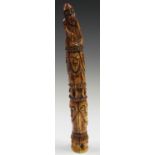 A late 19th/early 20th century Lega tribe carved ivory tusk, Democratic Republic of Congo, the