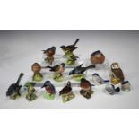 Twelve Beswick bird models, including kingfisher, grey wagtail, robin, wren and goldcrest,