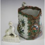 A Chinese Canton famille rose porcelain octagonal jug, mid-19th century, painted with opposing