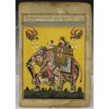 An Indian Mughal style manuscript page, 19th century, painted in watercolour and gouache with an