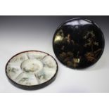 A Japanese porcelain seven-piece supper set, early 20th century, comprising a circular dish