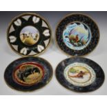 Four Coalport porcelain cabinet plates, 20th century, each painted by Manfred Pinter, signed, two