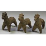 A group of three Indus Valley Civilisation terracotta figures of horses, circa 2600 BC, each